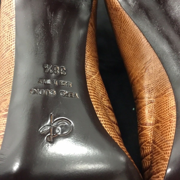 Proenza Schouler 100% Leather Cognac Lizard Peep-toe Sandals - Picture 7 of 8